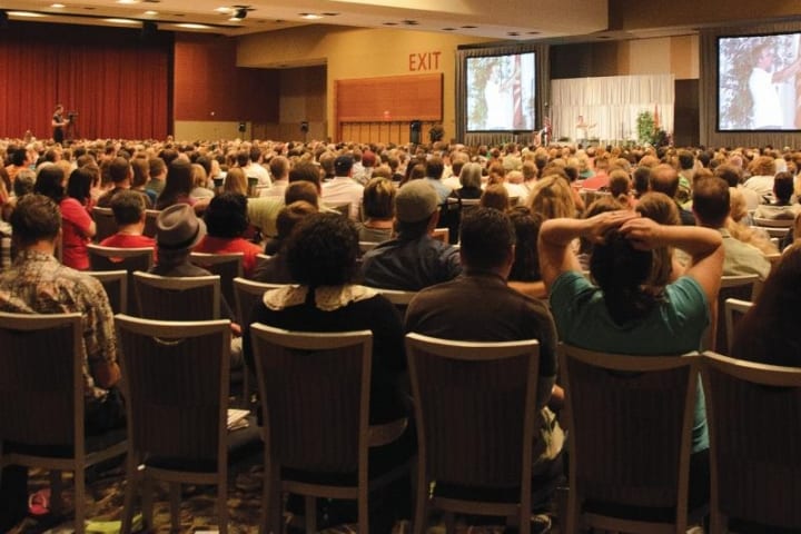 Convention ballroom packed with people