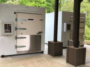 Polar leasing walk-in cold room outside a pharma facility